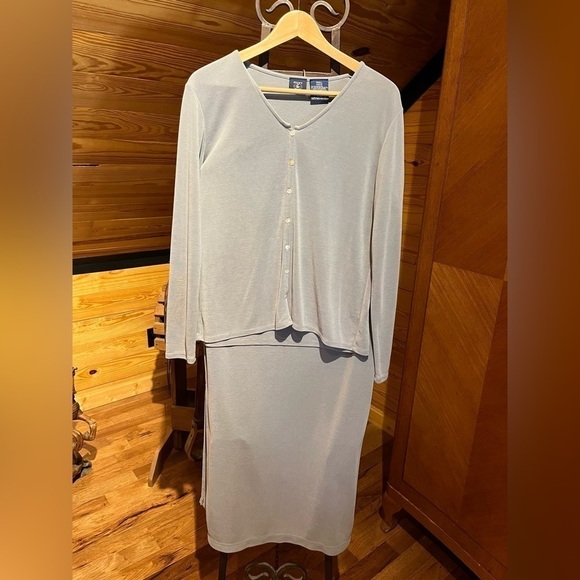 Woman's Gray Wrinkle Resistant Maxi Skirt Side Slits Super Comfortable Top Avail - Picture 5 of 8